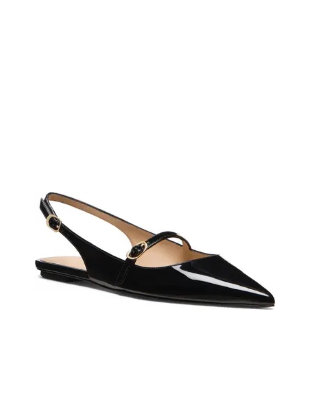New Stuart Weitzman Emilia Mary Jane Slingback Flat Black Sz 7.5 - Picture 1 of 14